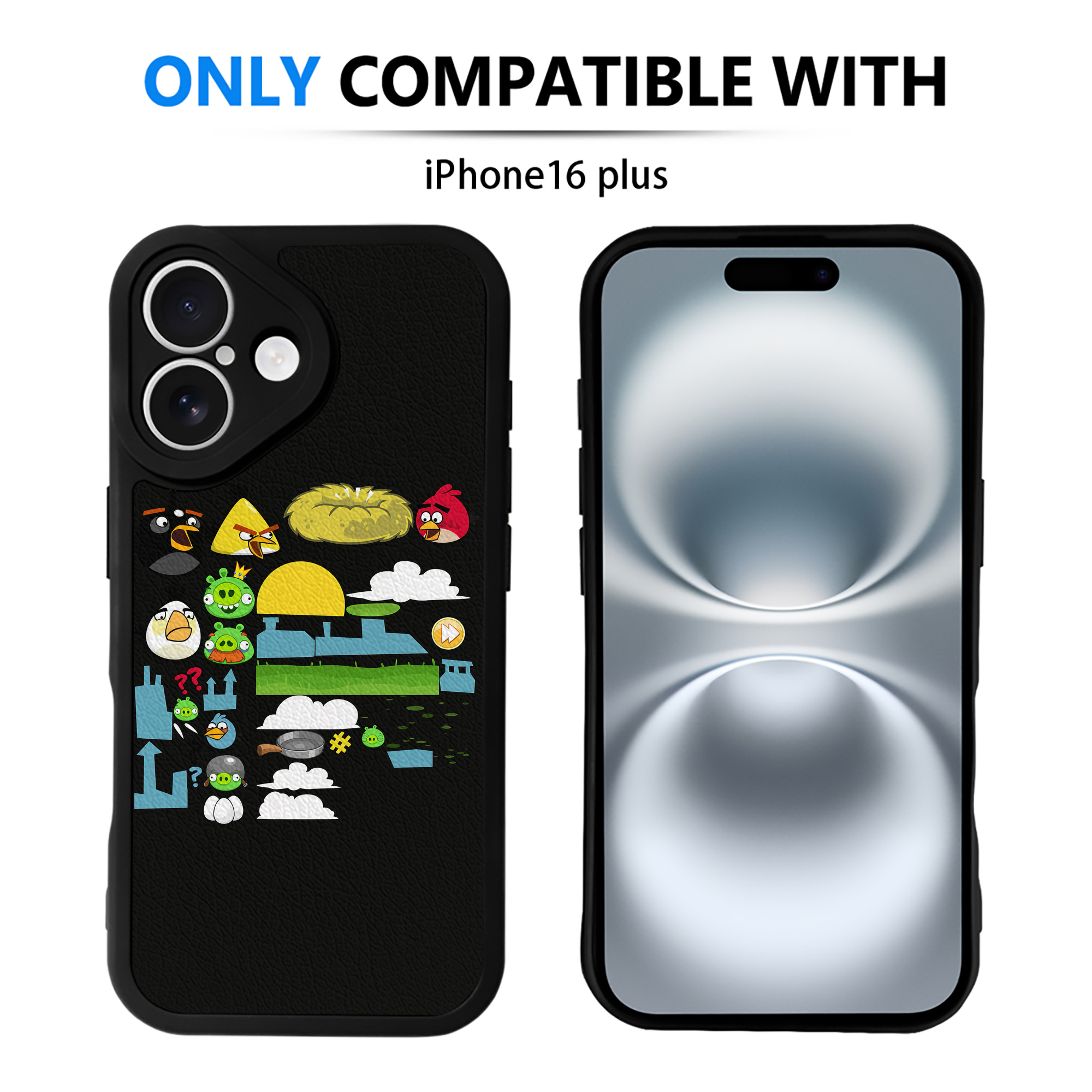 （画像用） Angry Birds アングリーバード 【iPhone 16シリーズ対応】シリコンスマホケース（レザー調） 材質：シリコン